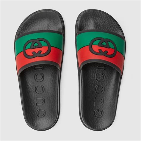 black green red gucci slides|green Gucci platform slides.